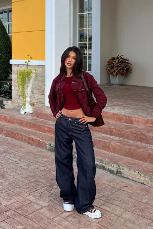 About That Business Wide Leg Jeans - Dark Wash