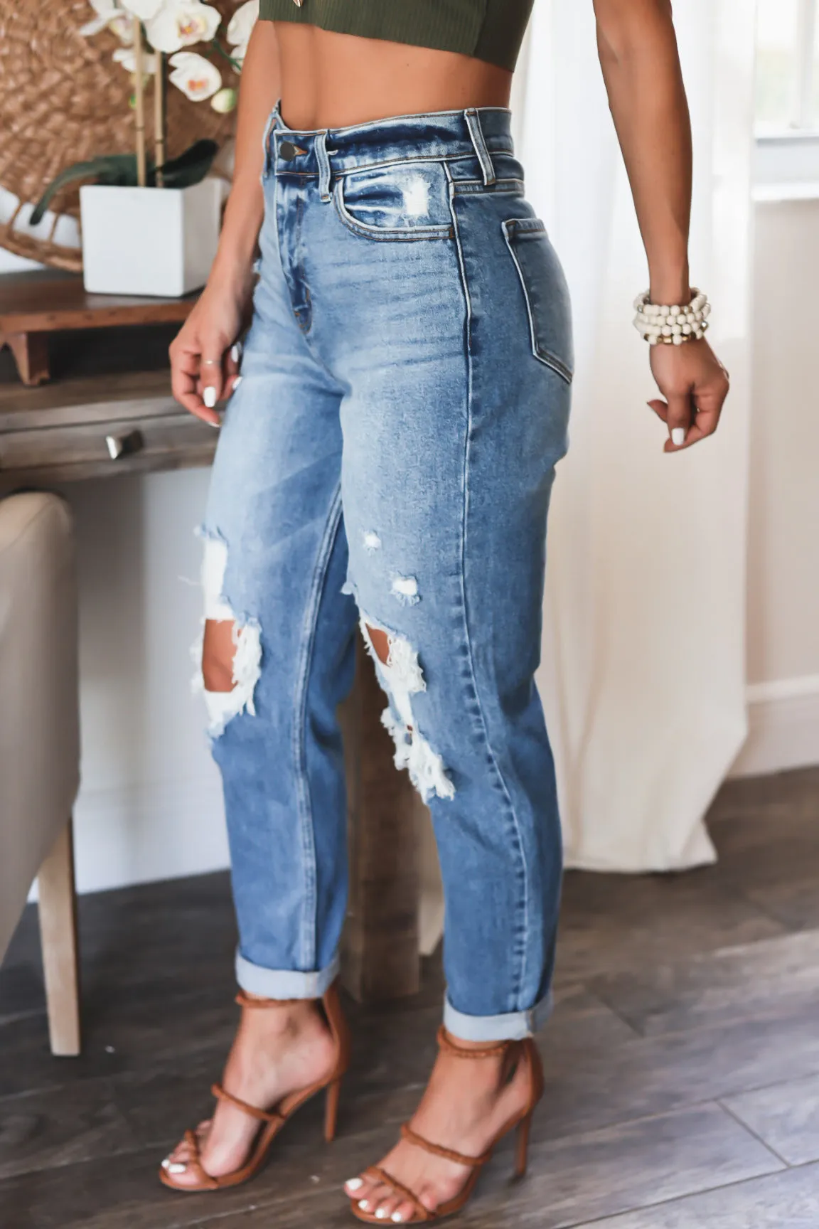 AJ High Rise Distressed Jeans