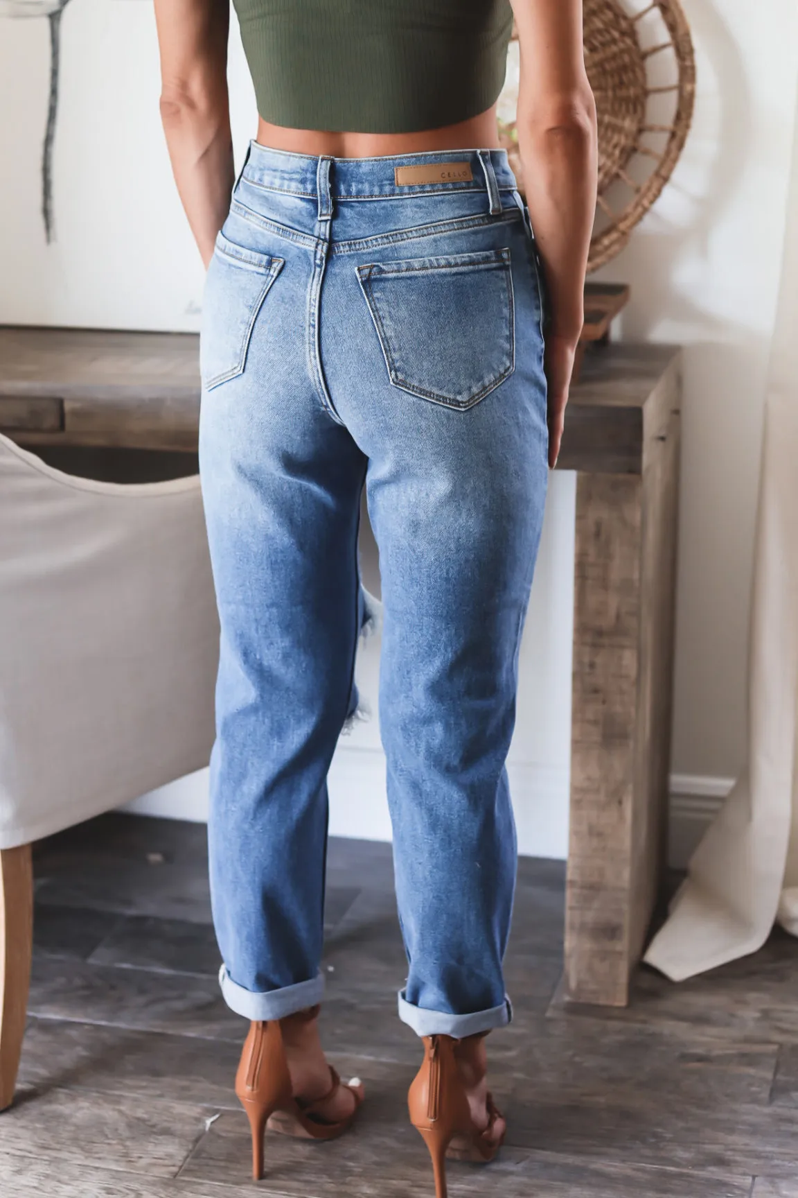 AJ High Rise Distressed Jeans