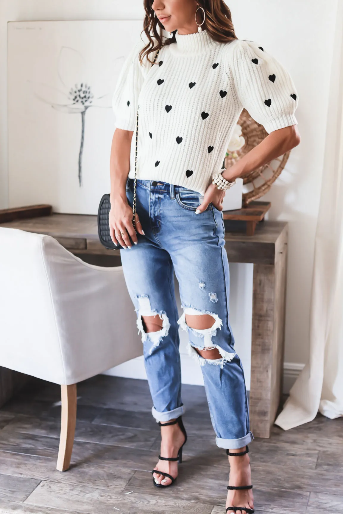 AJ High Rise Distressed Jeans