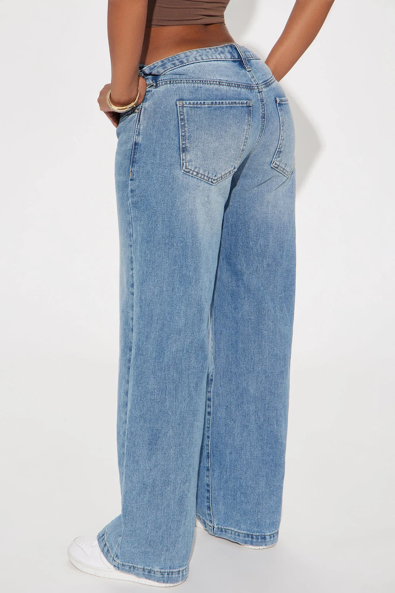 Alannah Non Stretch Low Rise Wide Leg Jeans - Medium Wash