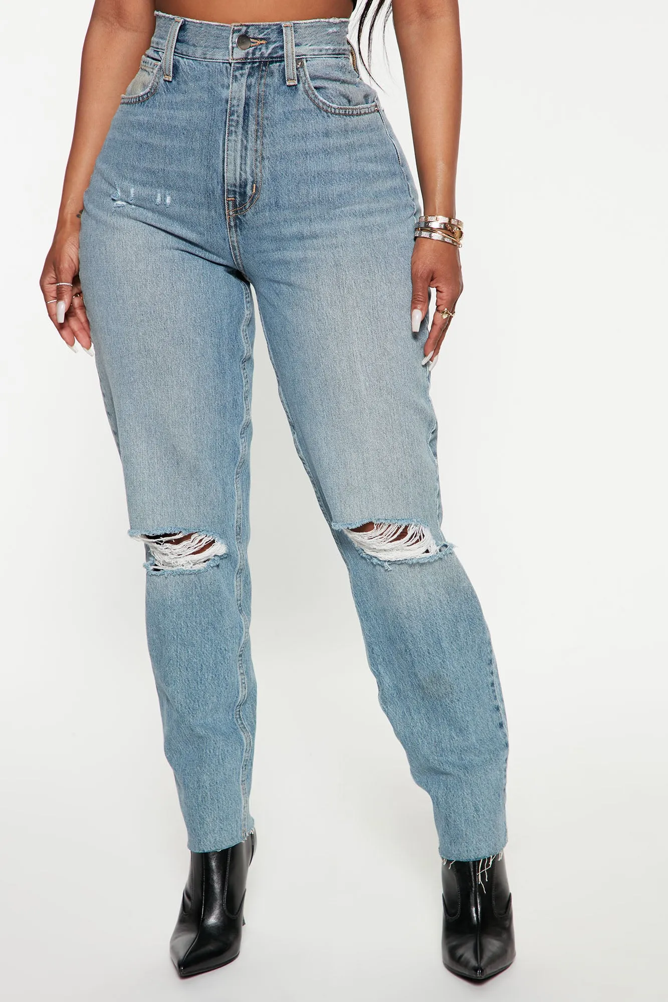 All Split Up High Rise Mom Jeans - Medium Wash