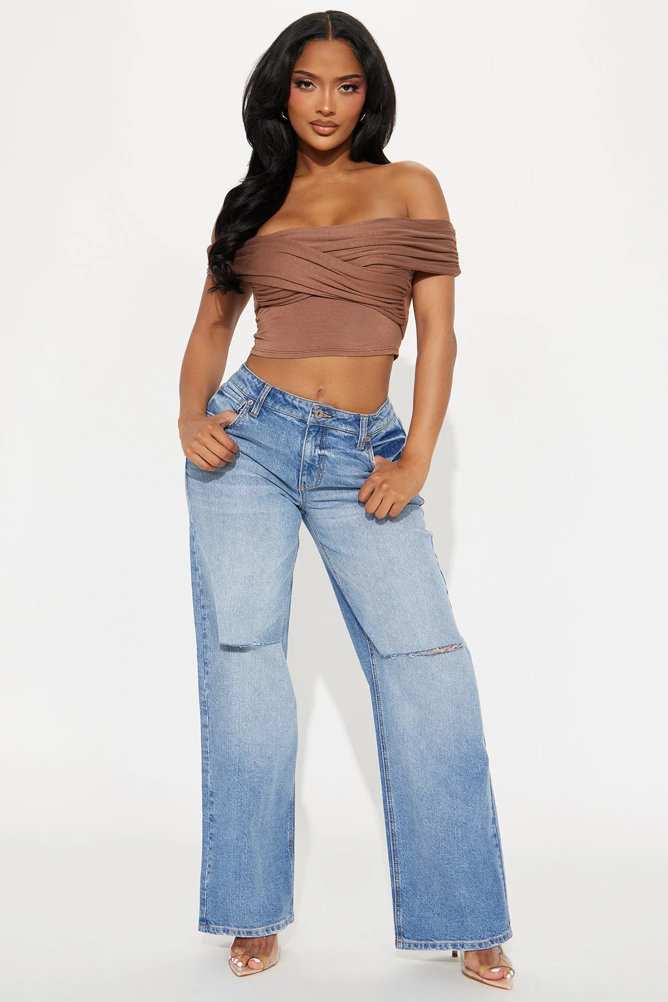 Alvie Ripped Straight Leg Jeans - Medium Wash