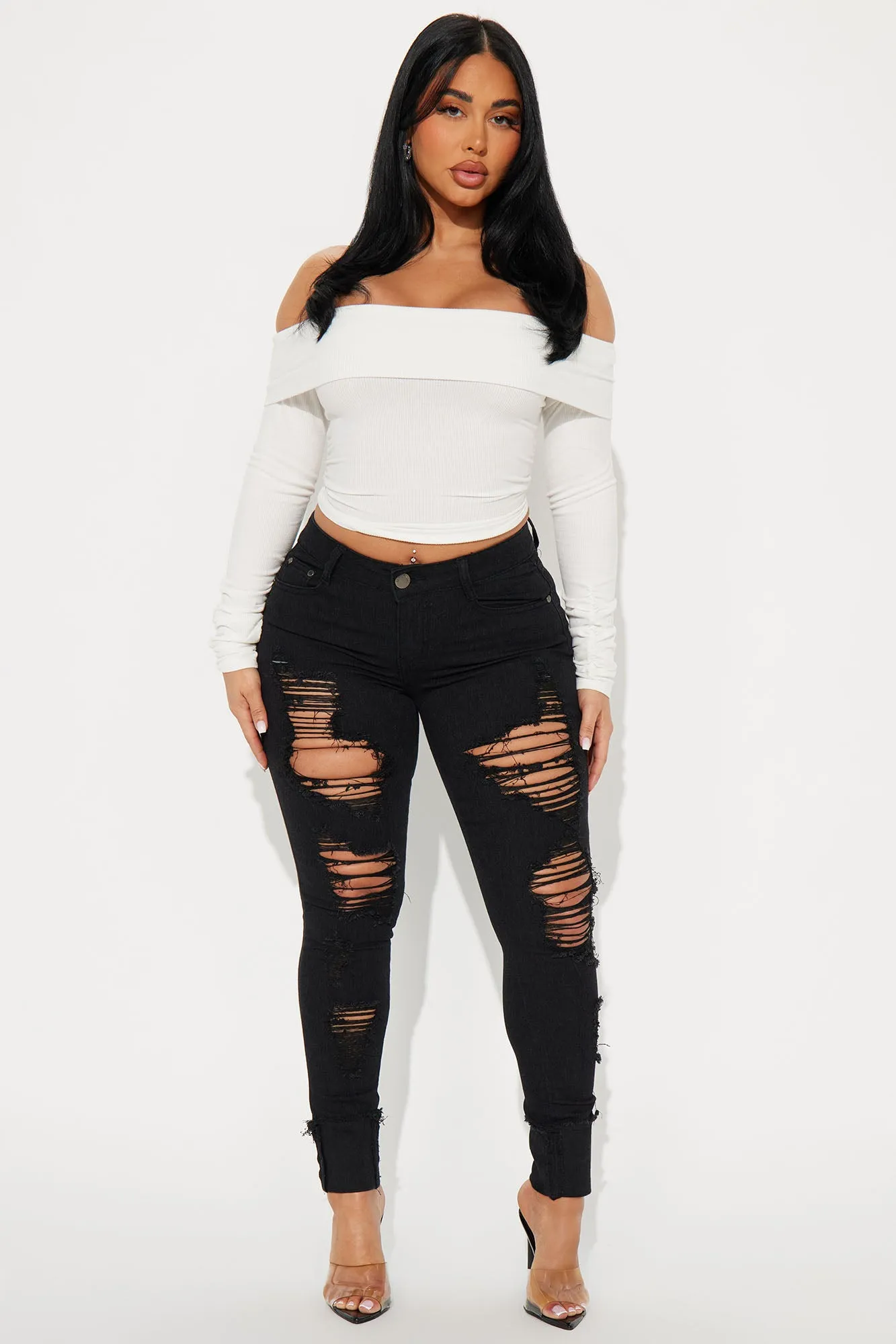 August Ripped Stretch Skinny - Black