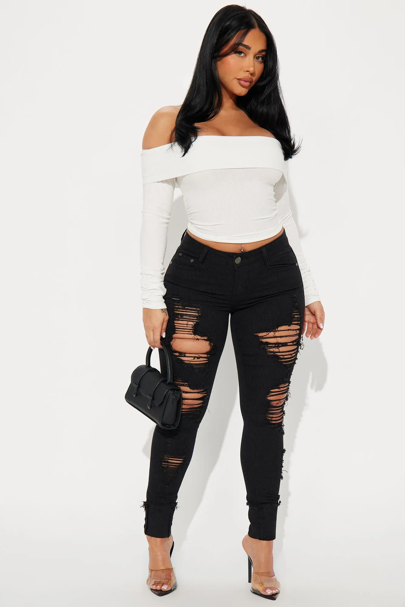 August Ripped Stretch Skinny - Black