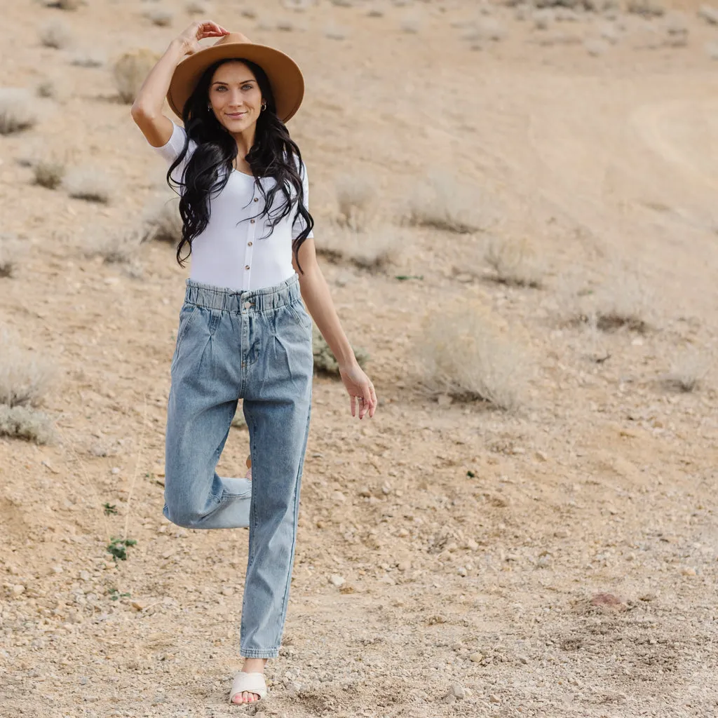 Bri Paper Bag Denim Trousers