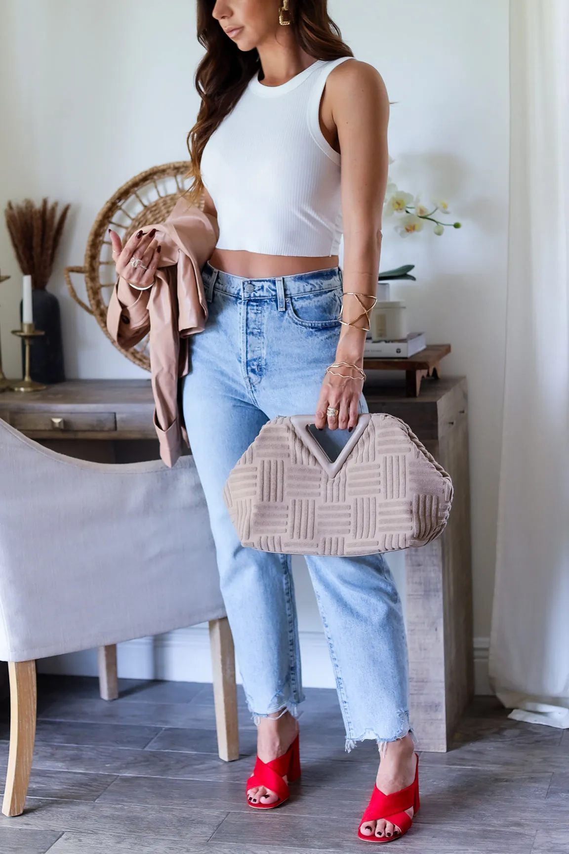 Cassie High Rise Distress Hem Jeans