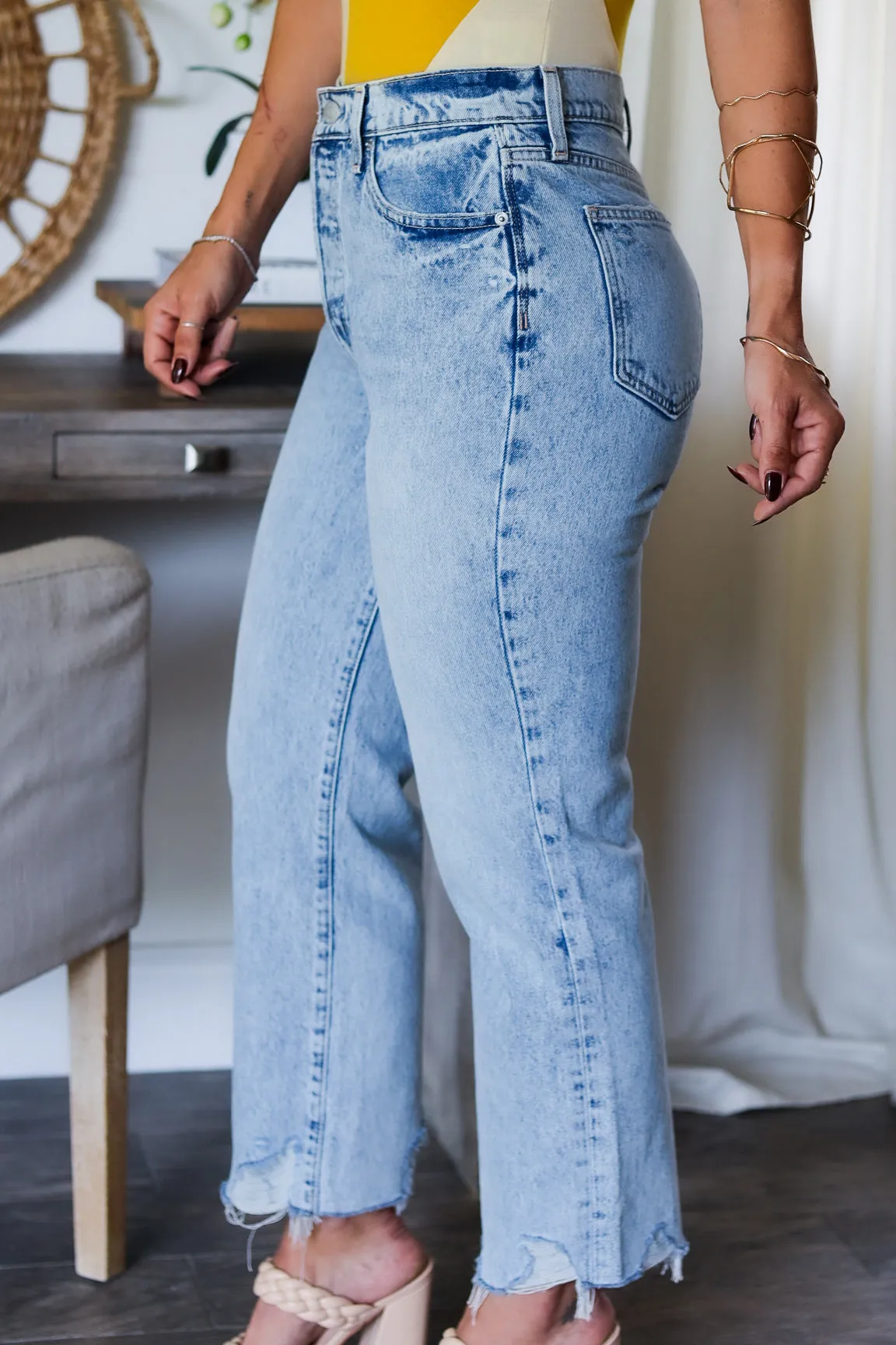 Cassie High Rise Distress Hem Jeans
