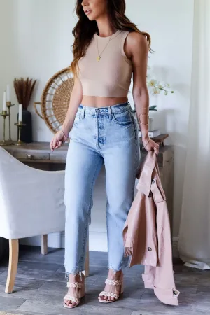 Cassie High Rise Distress Hem Jeans