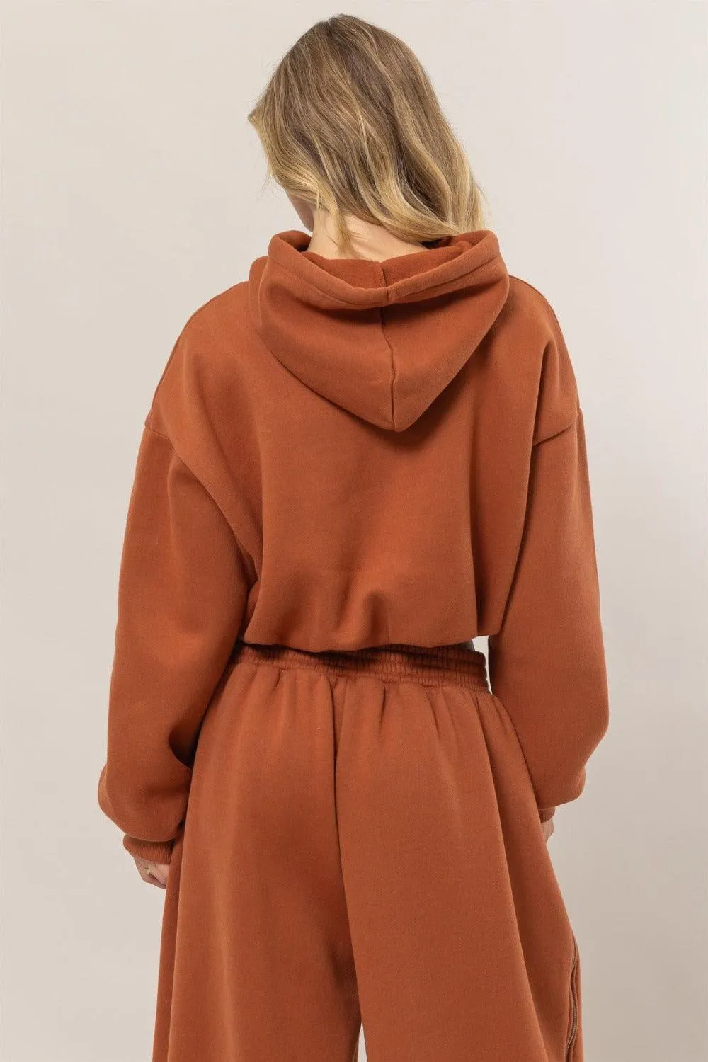 Cropped Hoodie US HYFVE Bubble Hem Long Sleeve