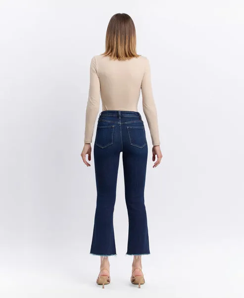 High Rise Step W Raw Hem Crop Flare Jeans