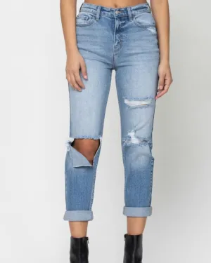 Kevin High Rise Mom Jeans (Light Wash)