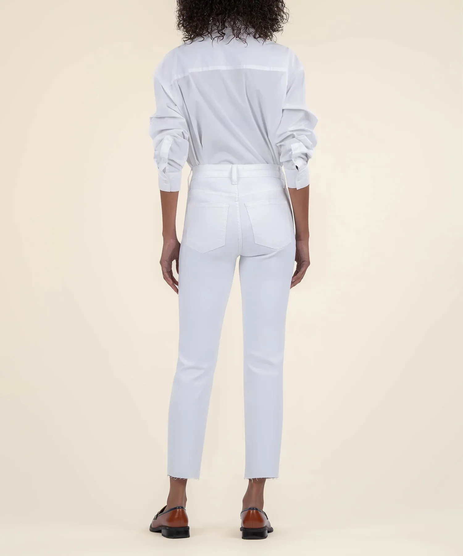 KUT: Rachael High Rise Mom Jean- Optic White