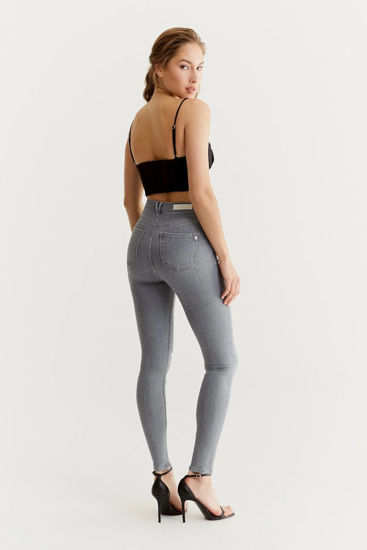 Lisa Ultra High Waist 5 Pocket Jeans Stone Grey
