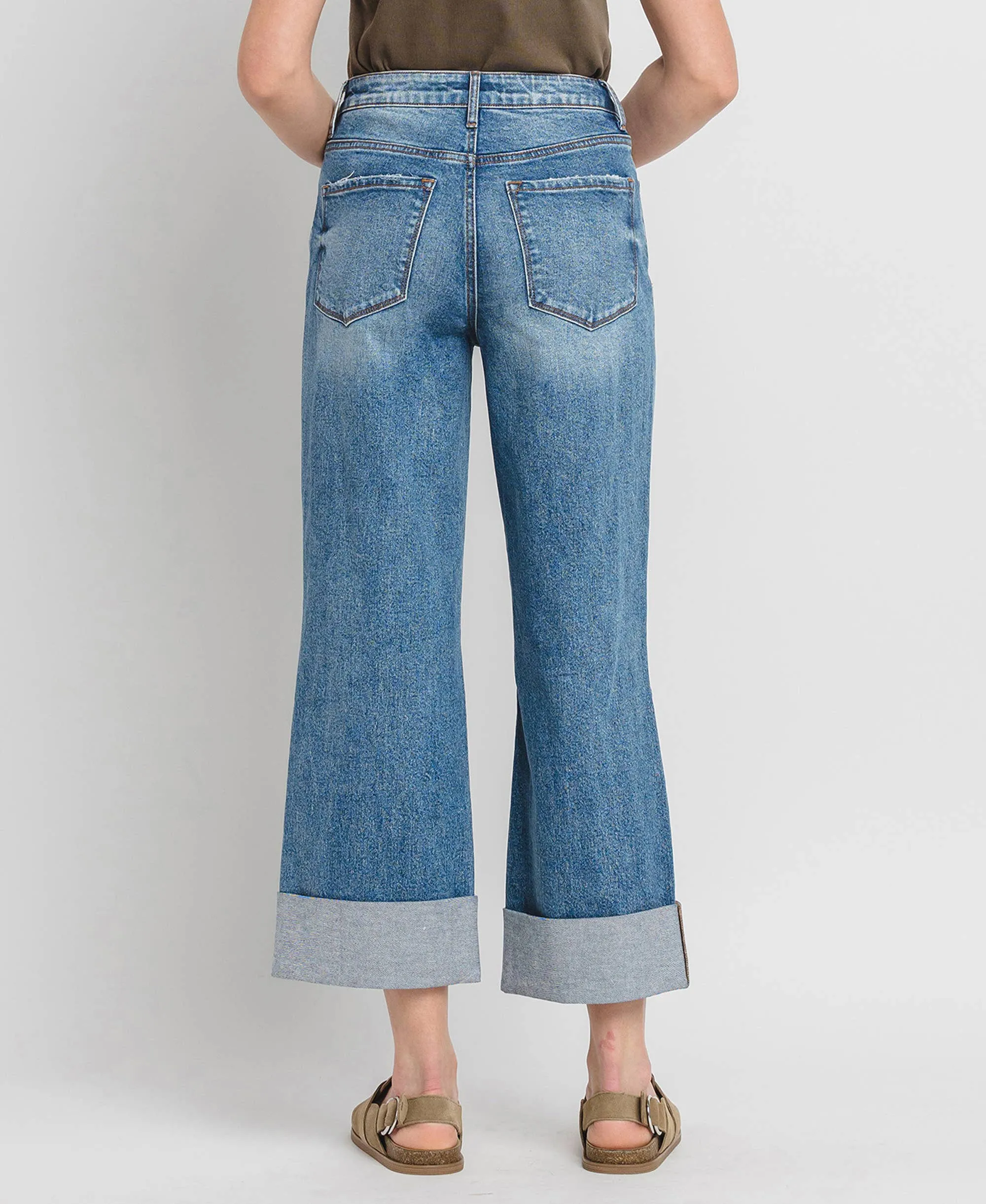 Lovervet Super High Rise Double Cuffed Baggy Wide Leg Jean