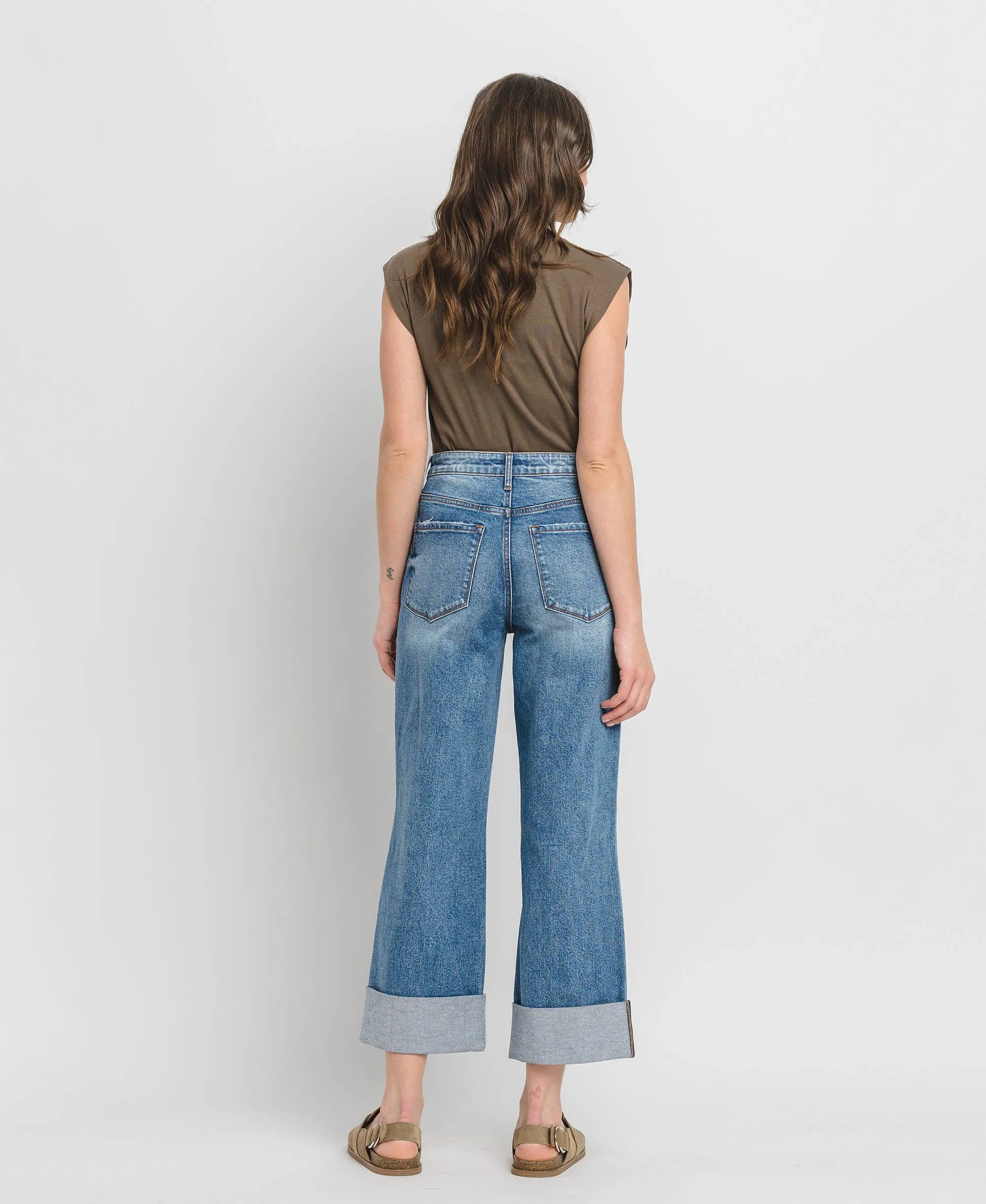 Lovervet Super High Rise Double Cuffed Baggy Wide Leg Jean