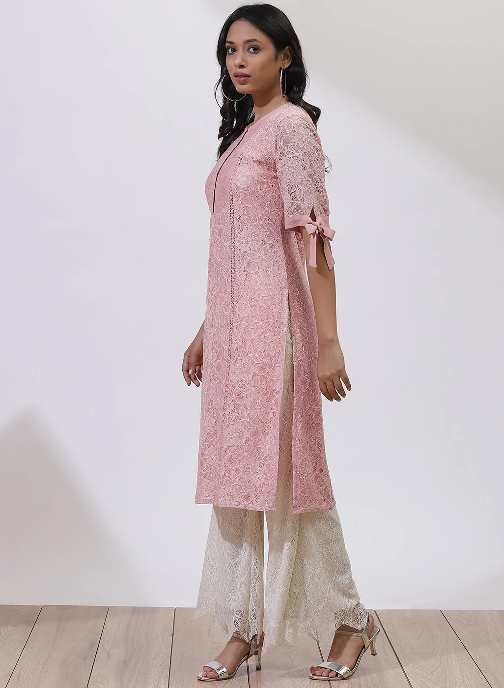 Peach Floral Nargis Kurta with Embroidery