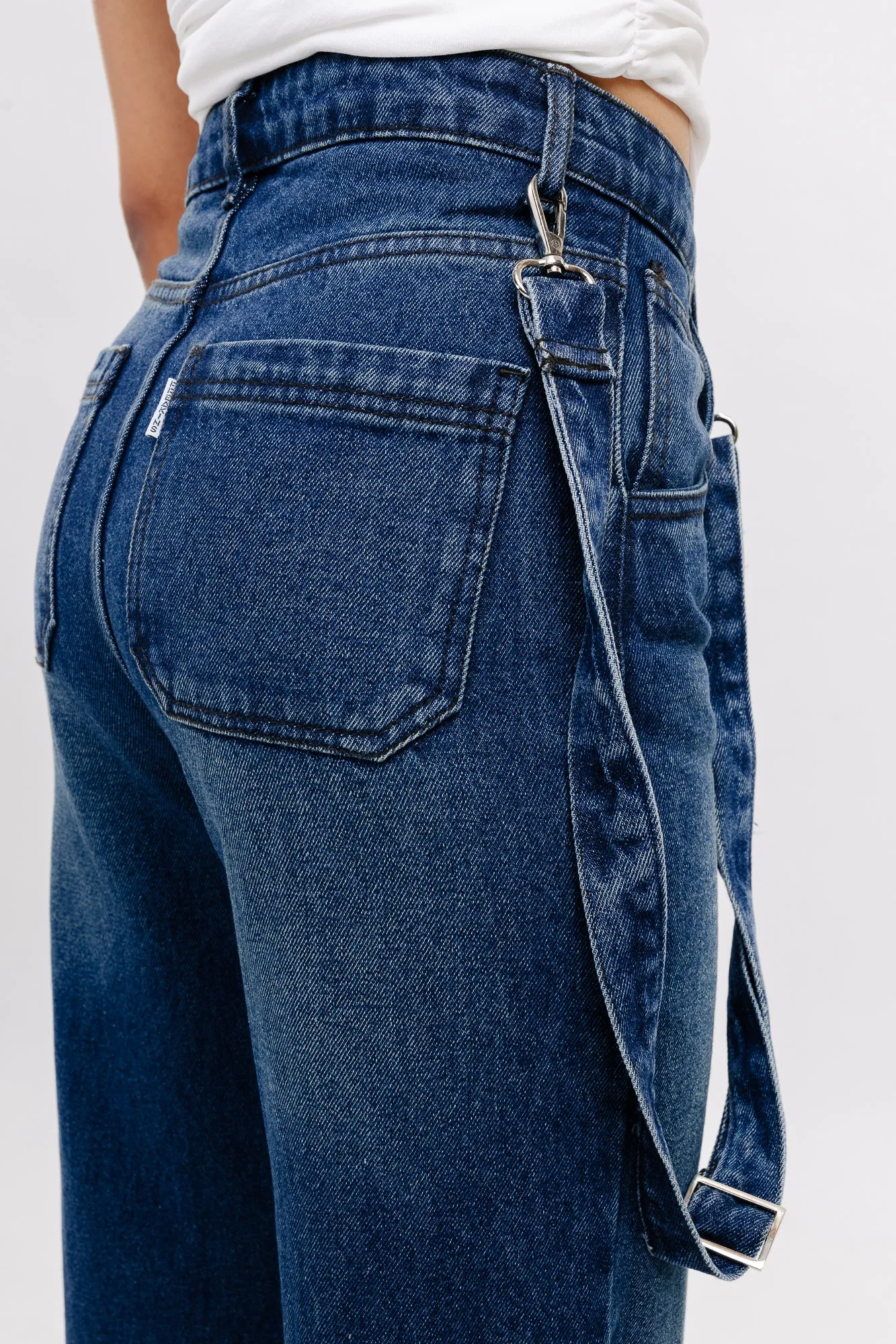Retro Suspender Straight Fit Denim Jeans