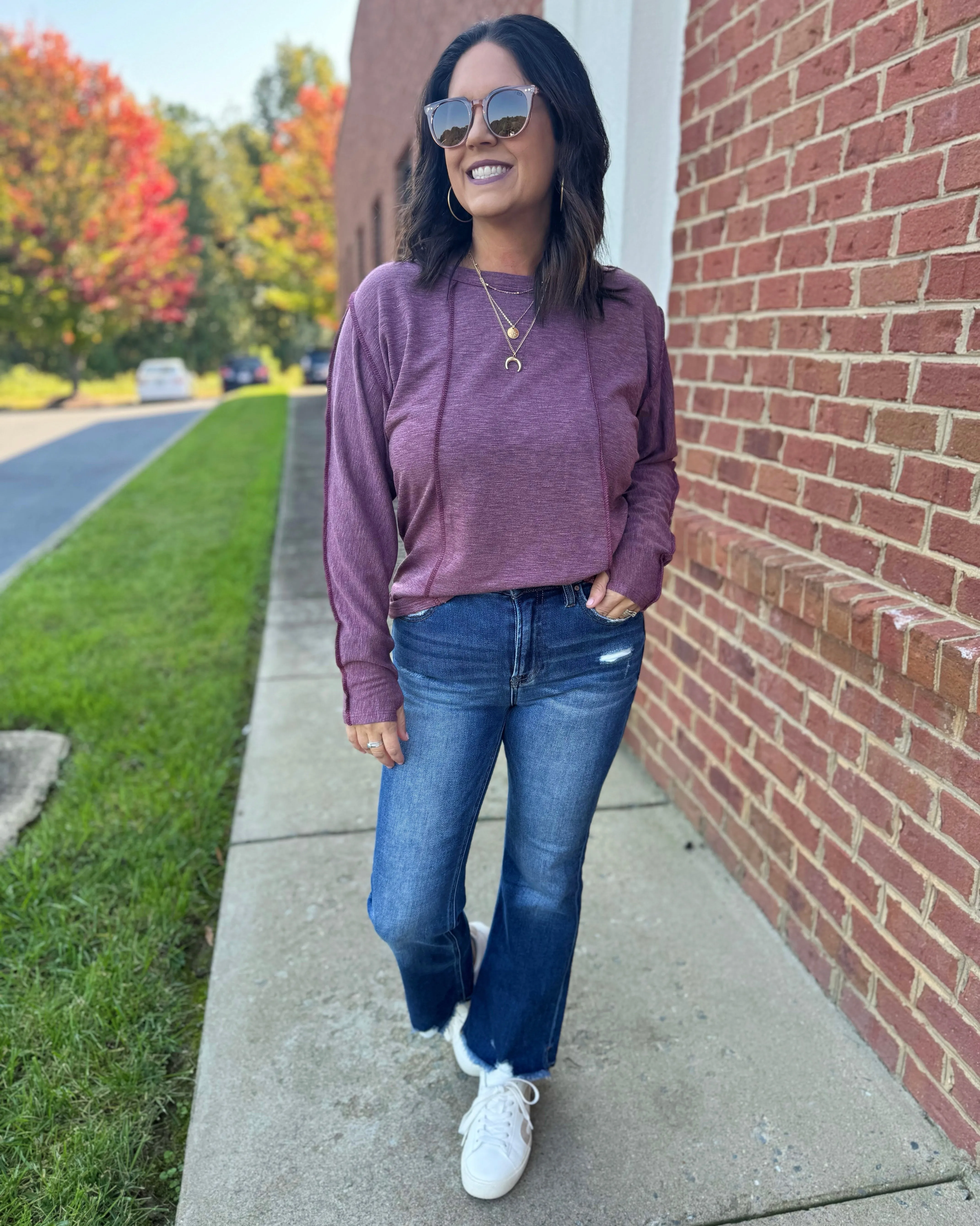 Risen REG/CURVY Dark Wash Cropped Flare Jeans FINAL SALE