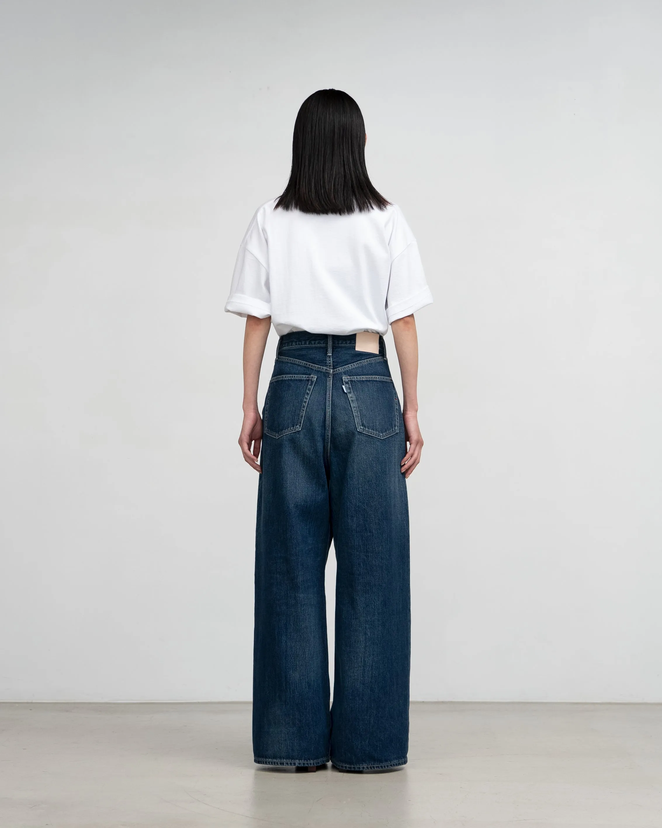 Selvage Denim Two Tuck Wide Pants-DARK FADE-
