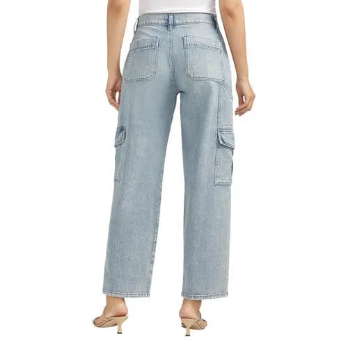 Silver Denim Utility Cargo Pant