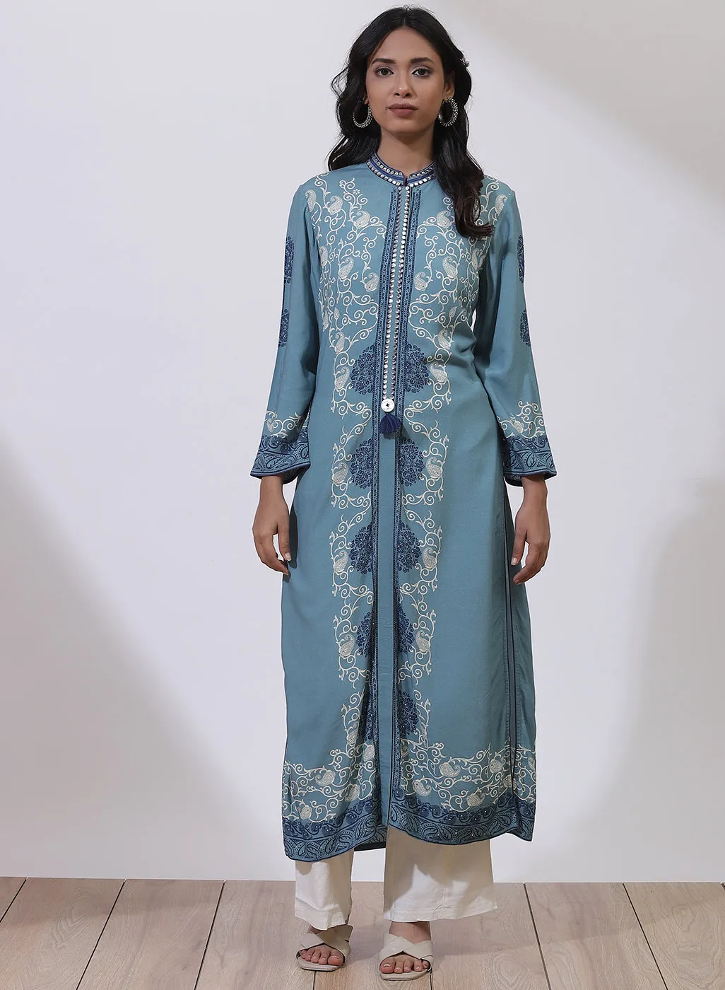 Sky Blue Printed Nargis Kurta