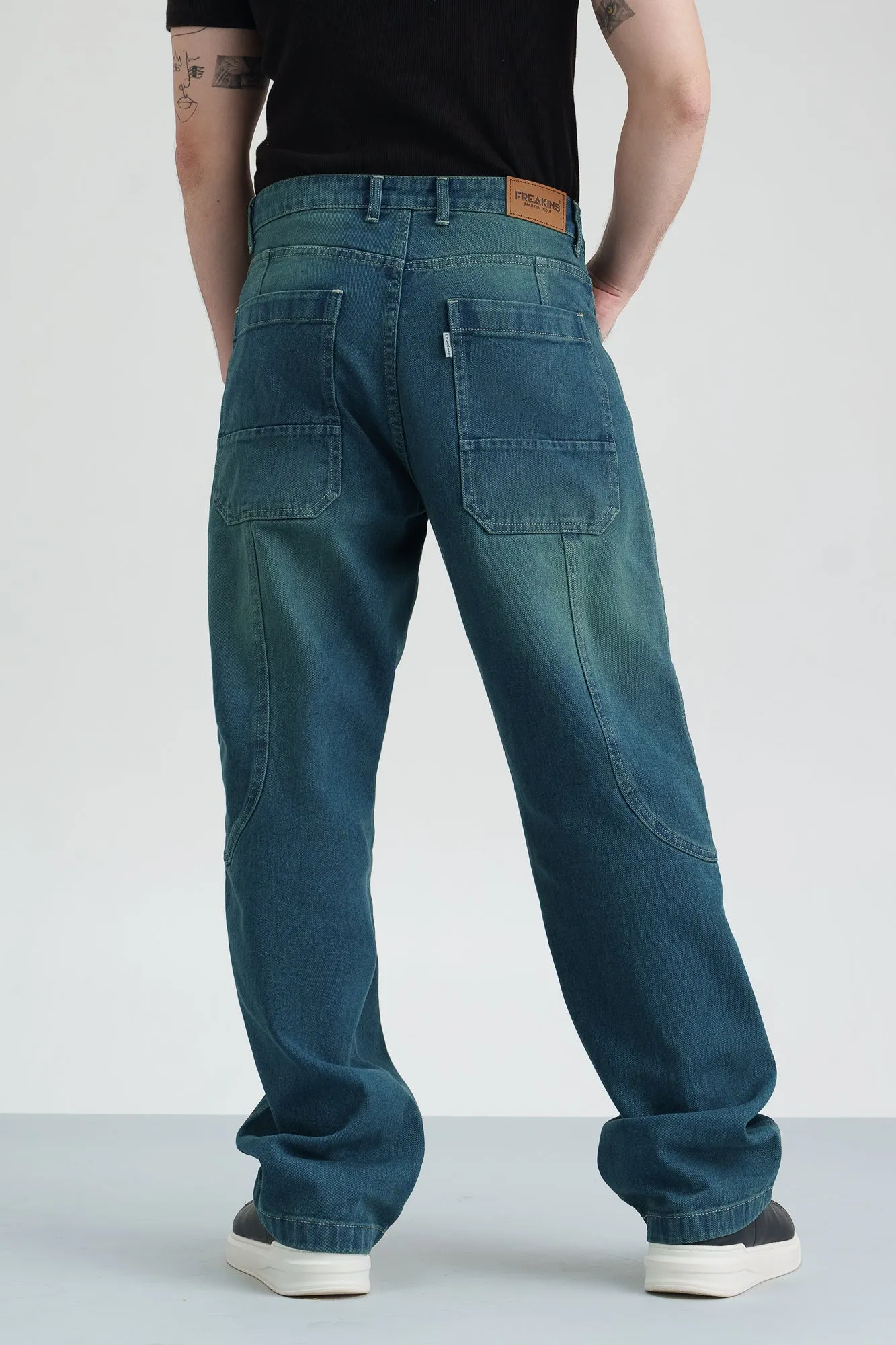Teal Indigo Men's Straight Fit Jeans