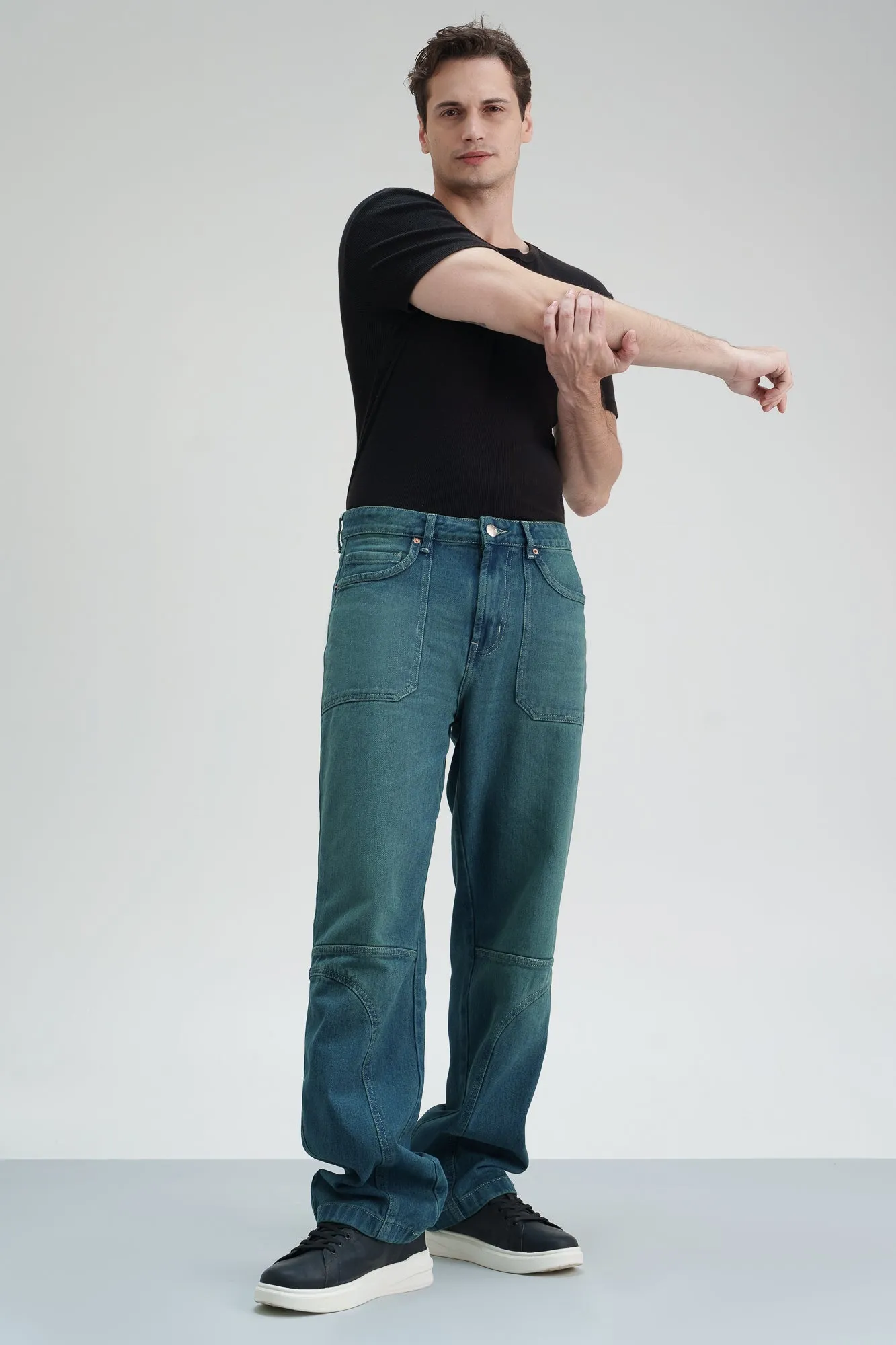 Teal Indigo Men's Straight Fit Jeans
