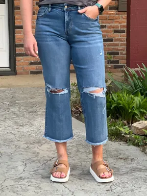 The City Lovervet Distressed Cropped Straight Jeans