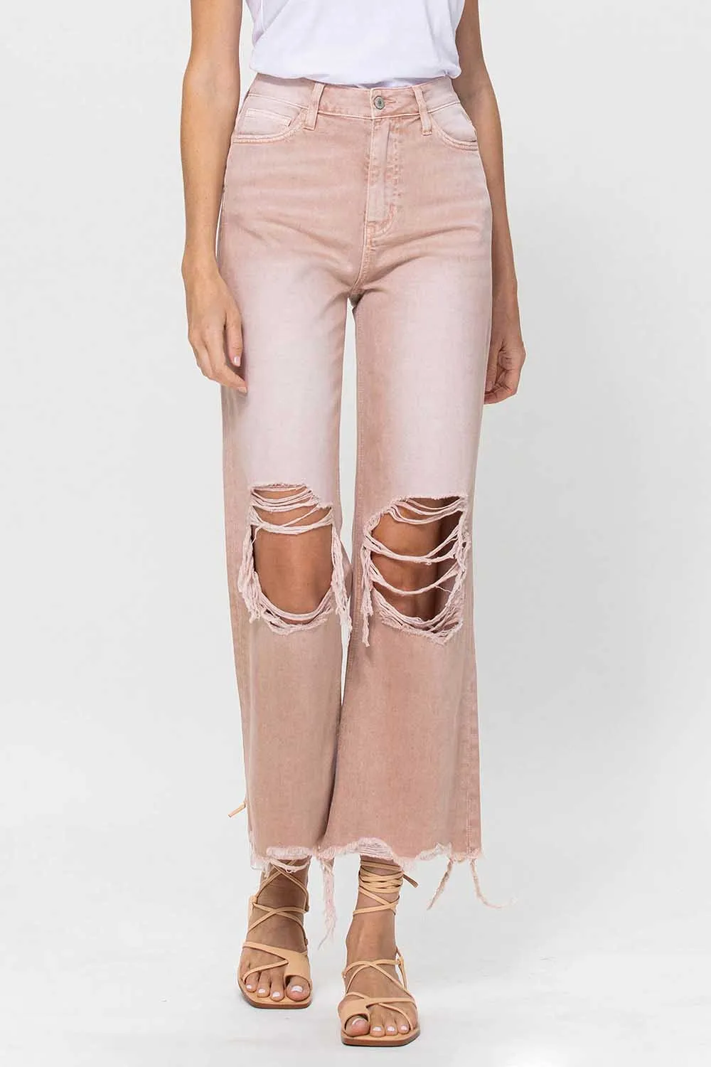 Vervet by Flying Monkey 90's Vintage Super High Rise Crop Deconstructed Flare Jeans In July Song