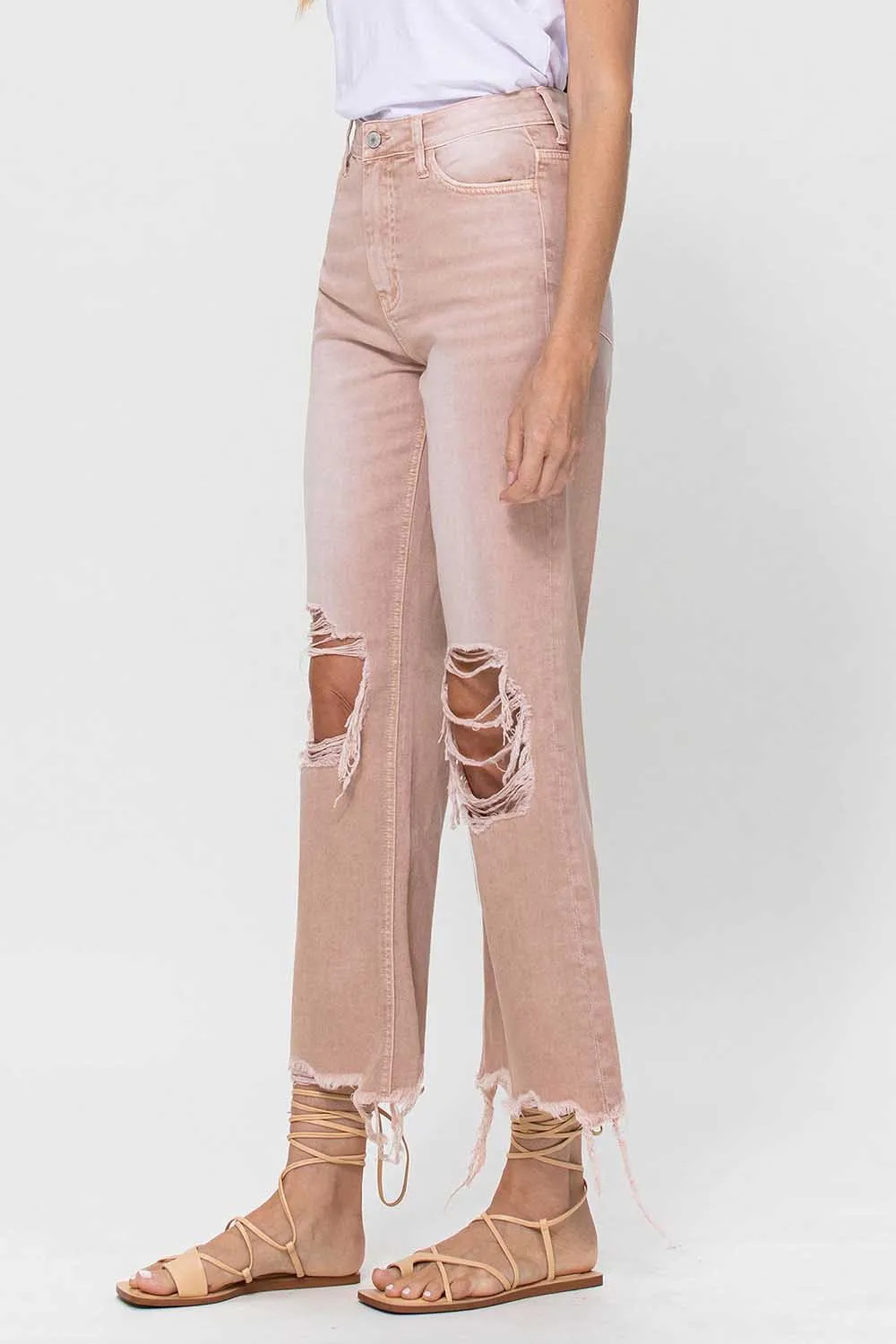 Vervet by Flying Monkey 90's Vintage Super High Rise Crop Deconstructed Flare Jeans In July Song