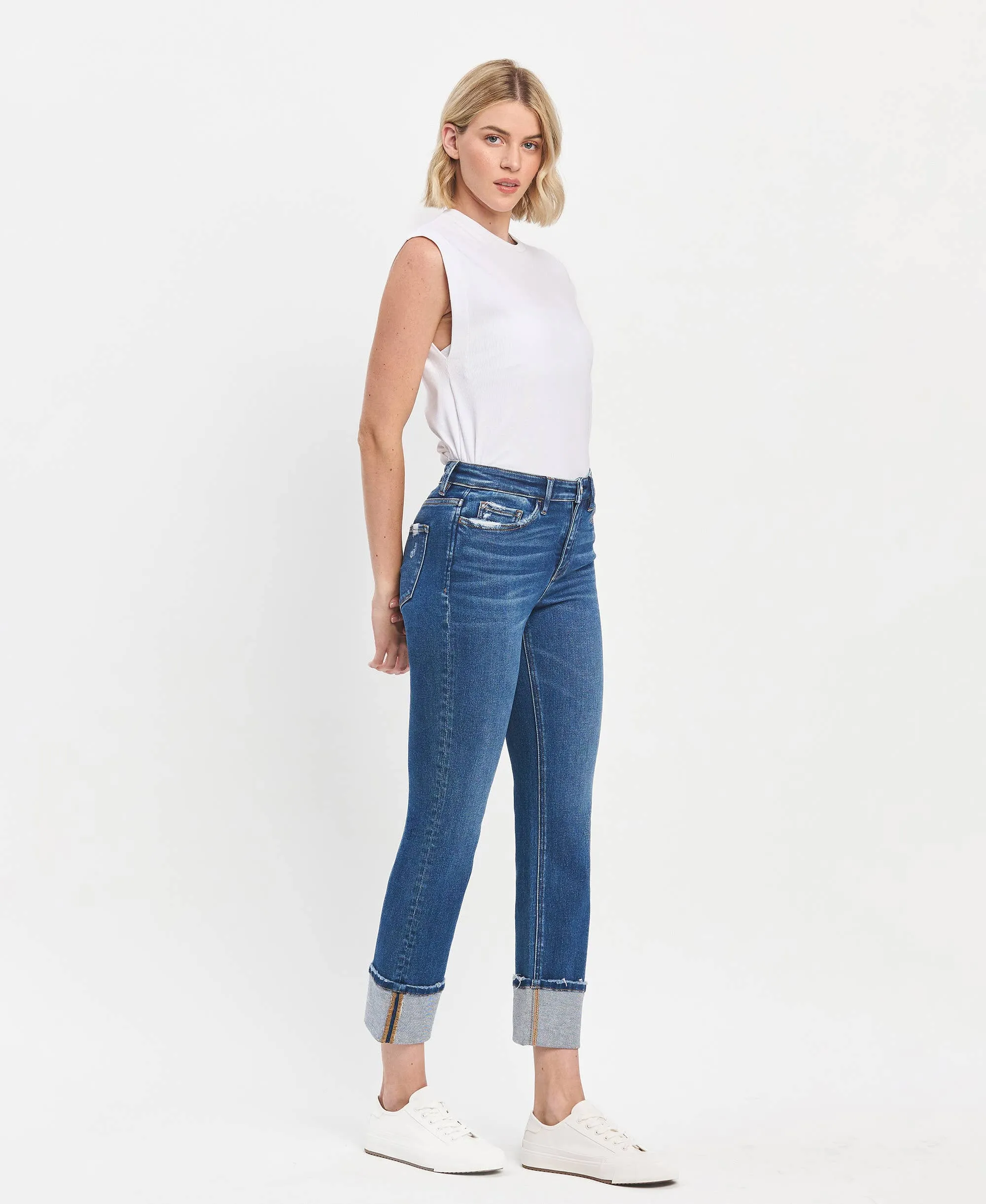 Vervet High Rise Cuffed Slim Straight Jean