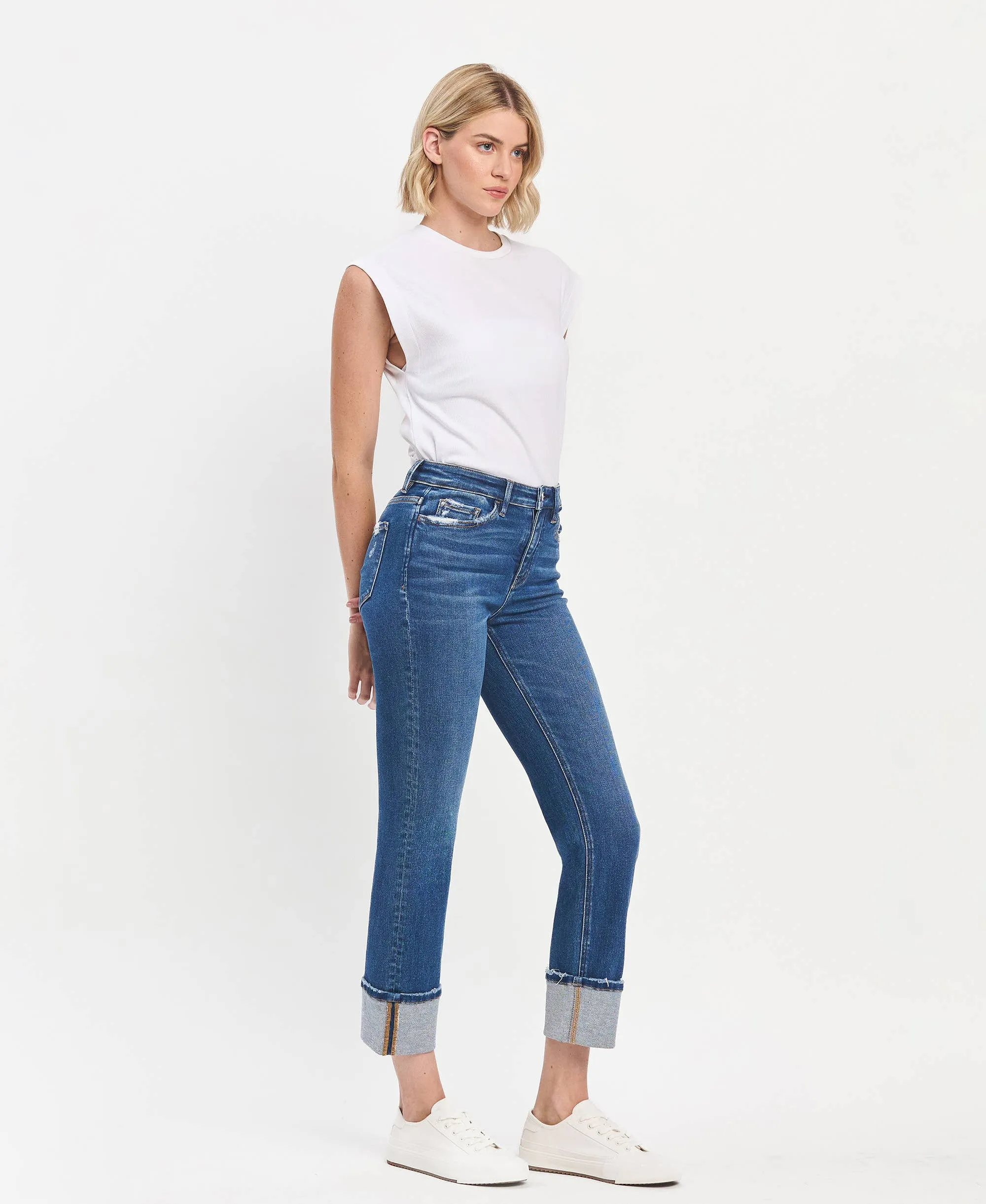 Vervet High Rise Cuffed Slim Straight Jean