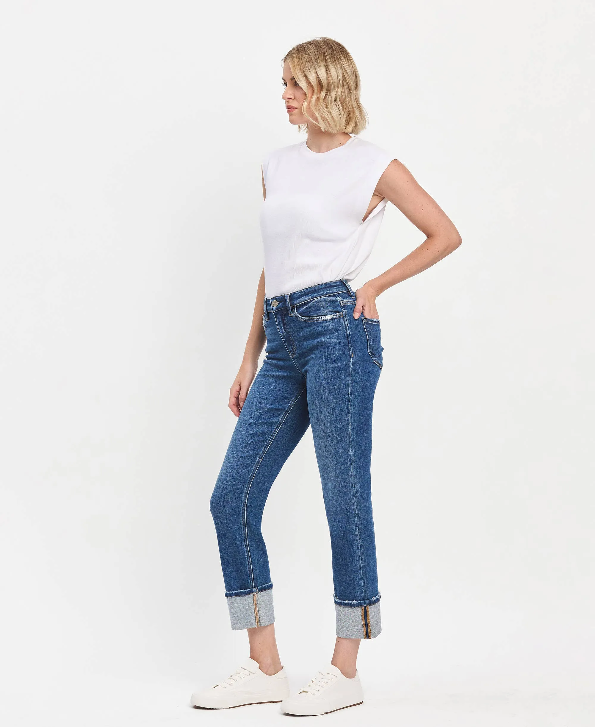 Vervet High Rise Cuffed Slim Straight Jean