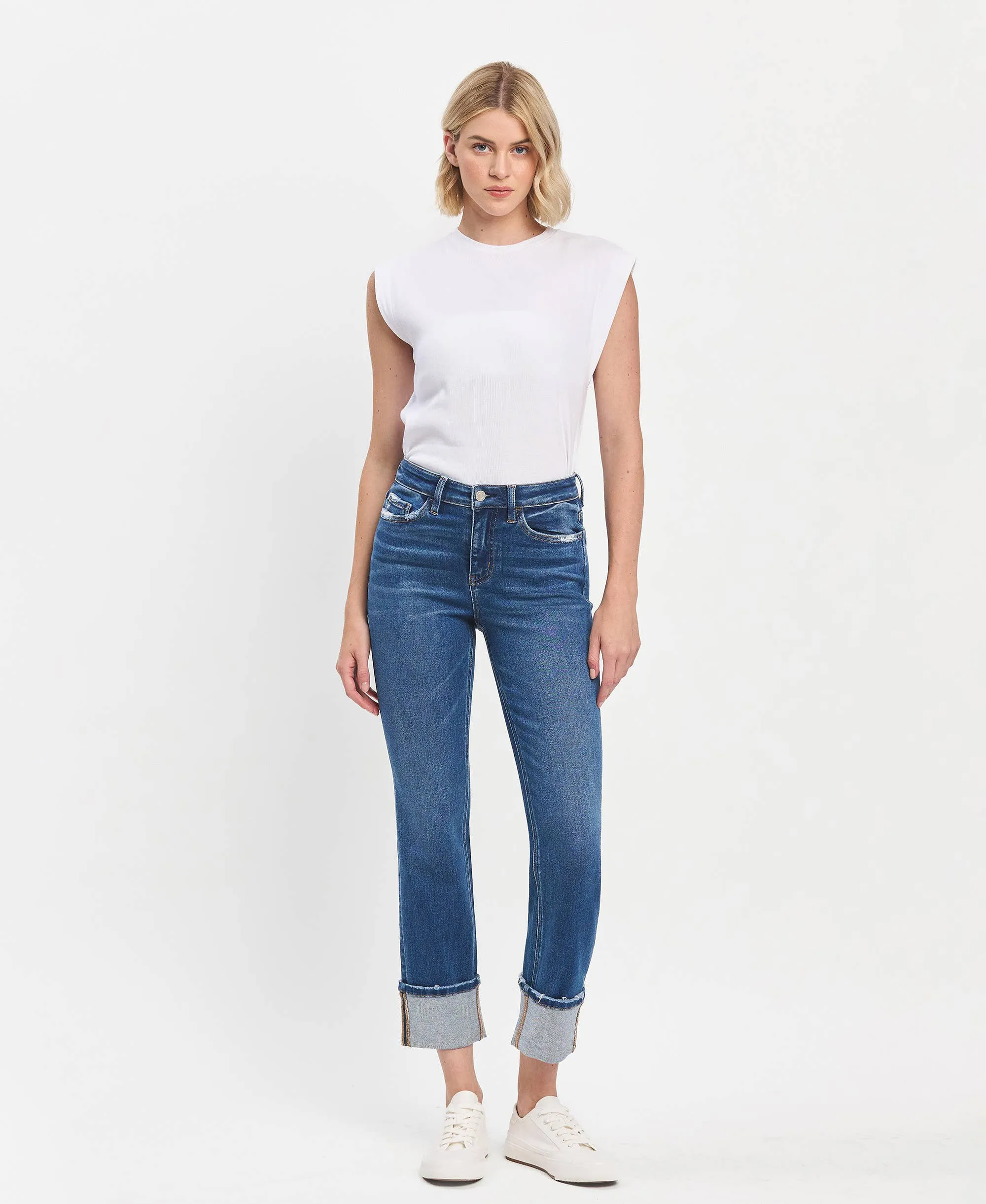 Vervet High Rise Cuffed Slim Straight Jean