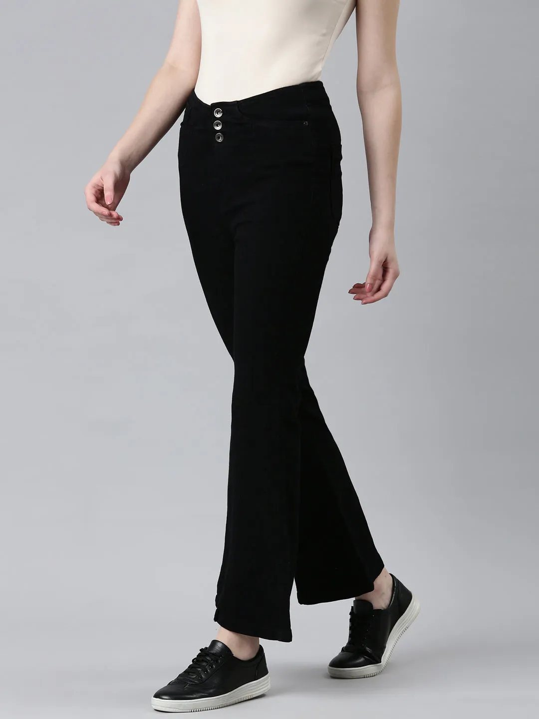 Women Black Bootcut High-Rise Denim Jeans