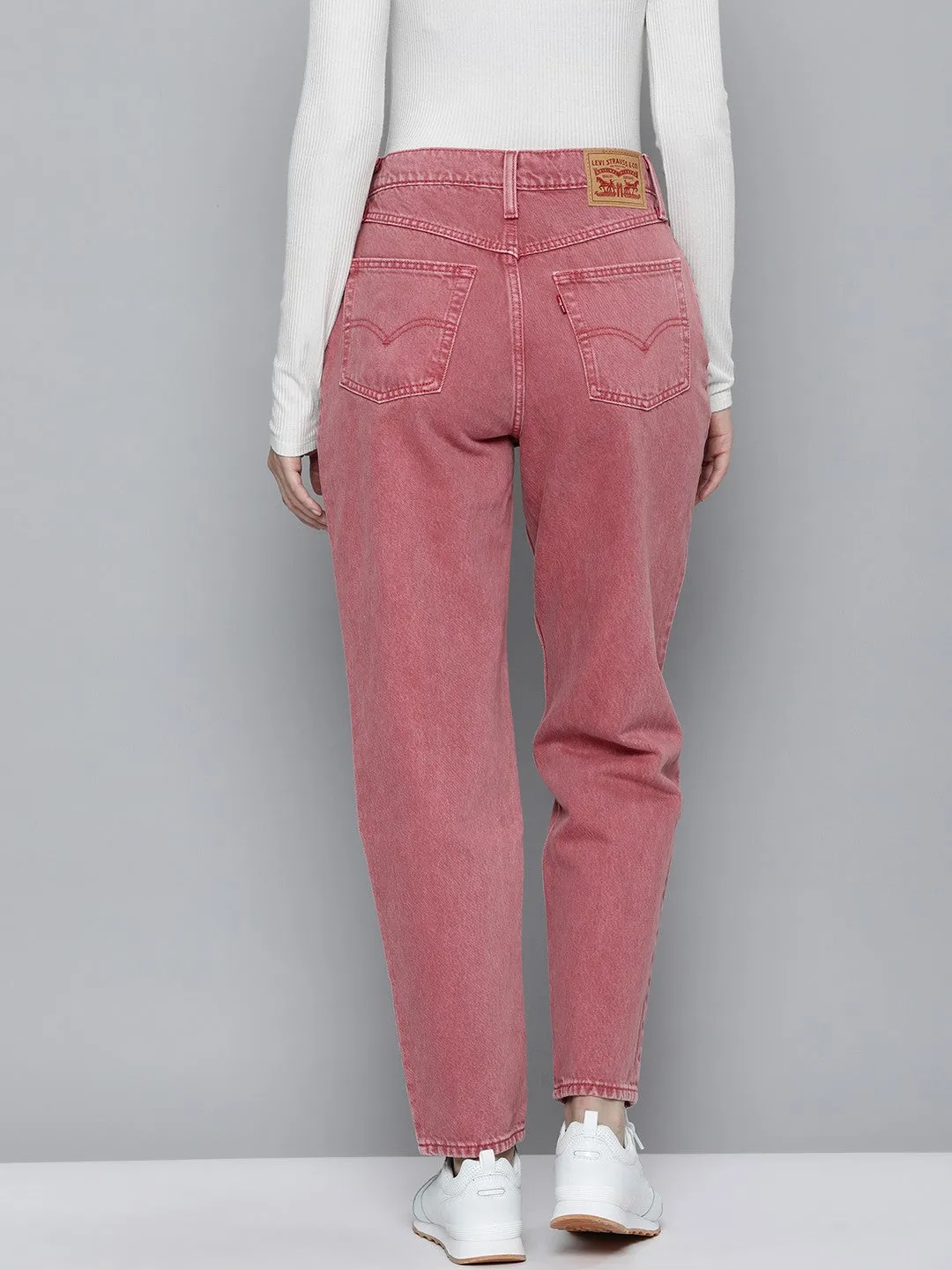 Women's 80s Pink Loose Tapered Fit High Rise Jeans
