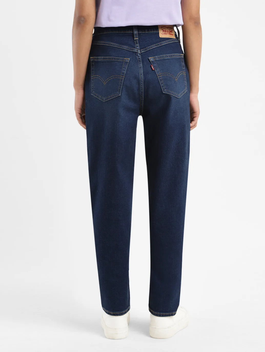 Women's Navy Blue Loose Tapered Fit High Rise Jeans